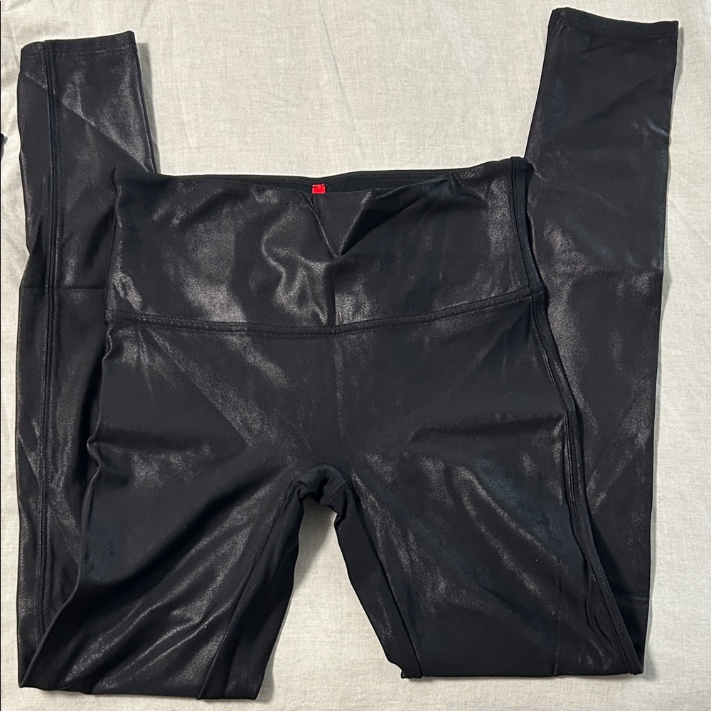 SPANX Black High-Waist Faux Leather Leggings